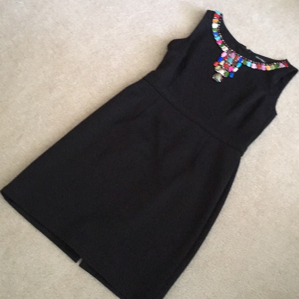 Black dress with beaded stone neckline